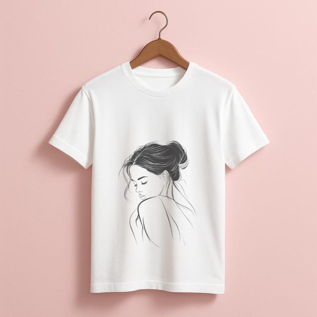 Minimalist Line Art Round-neck T-Shirt 